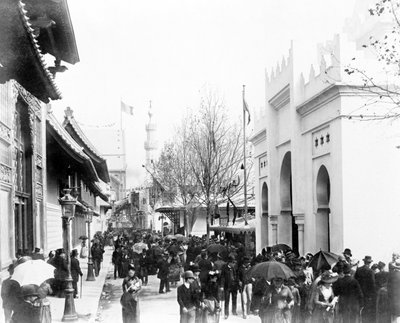 Crowd Walking Down a Street in Cairo, Paris Exhibition, 1889 by French Photographer